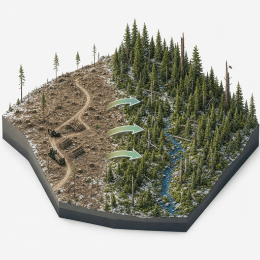 isometric illustration of The Tropical Oil Palm & Soy Monoculture